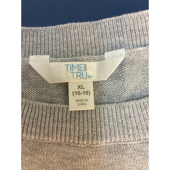Time and Tru Gray and White Striped Sweater Size XL Aqua Heart Pre-owned - Picture 4 of 7